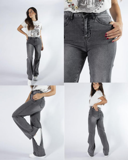 JEANS FLARE GRIS